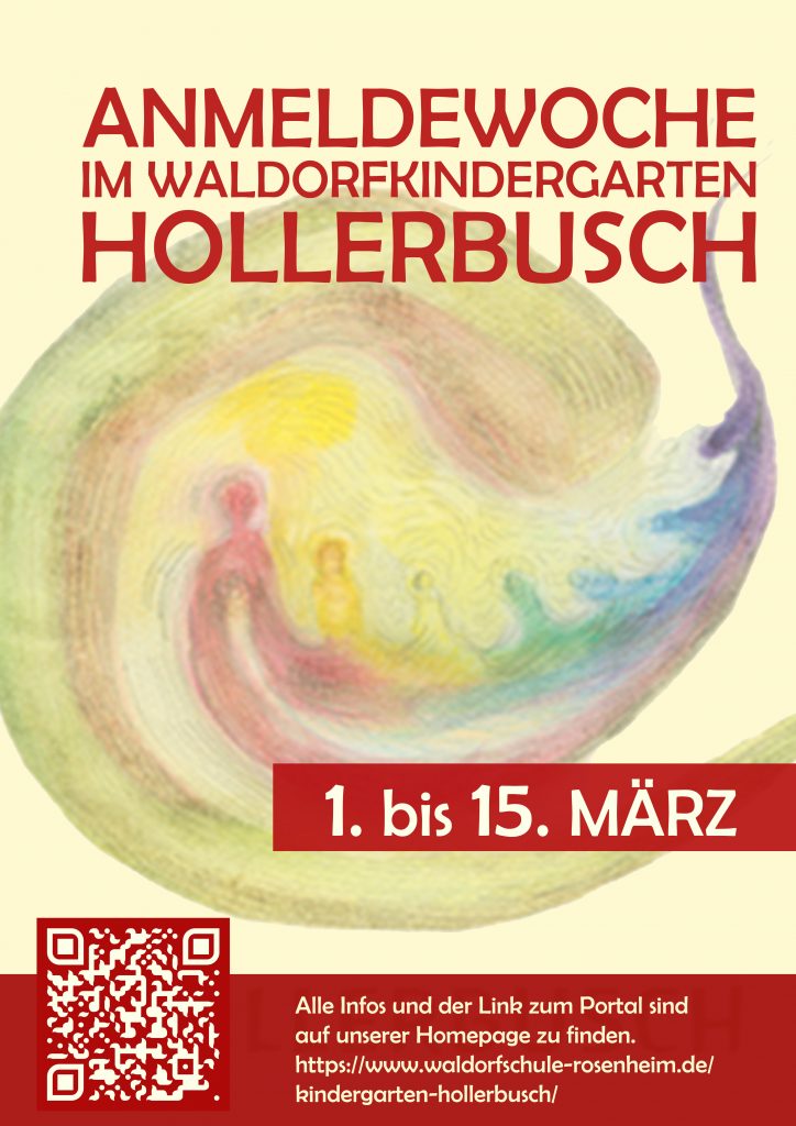 Plakat mit Text: Anmeldewoche im Kindergarten Hollerbusch